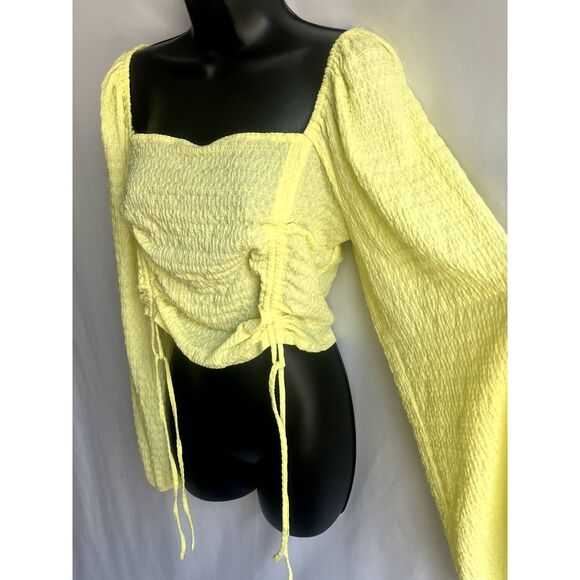 Sophie Rue Ruched Yellow Cottagecore Prairie Top Long Sleeve Size XL Romantic - Picture 4 of 11